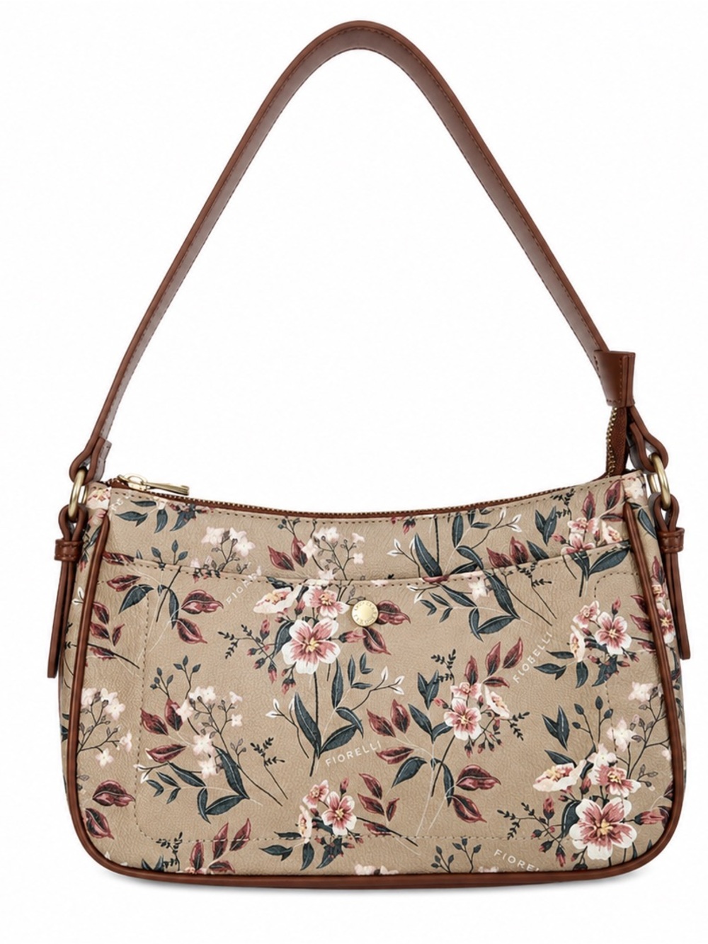 Fiorelli Floral Shoulder Bag Beige Pink Floral Print Baguette Purse One Size